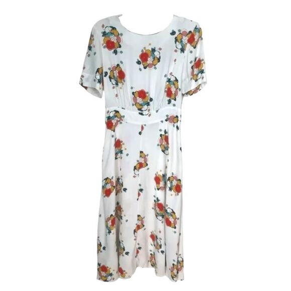 Boden Ivory Women Blooming Bouquet Ruth Midi Floral Spring Dress Side Pockets 4 - Picture 4 of 9